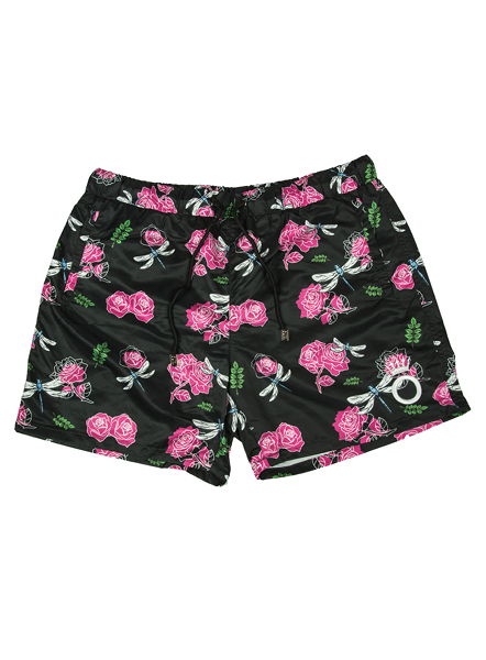 Floral Print Short - Black
