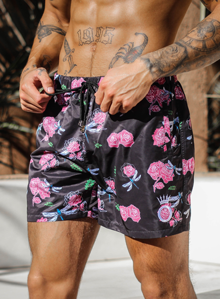 Floral Print Short - Black