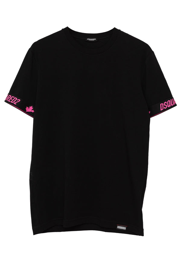 Couch Talk Round Neck T-Shirt - Black/Pink