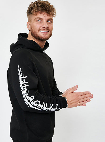 One Arm Print Hoodie - Black