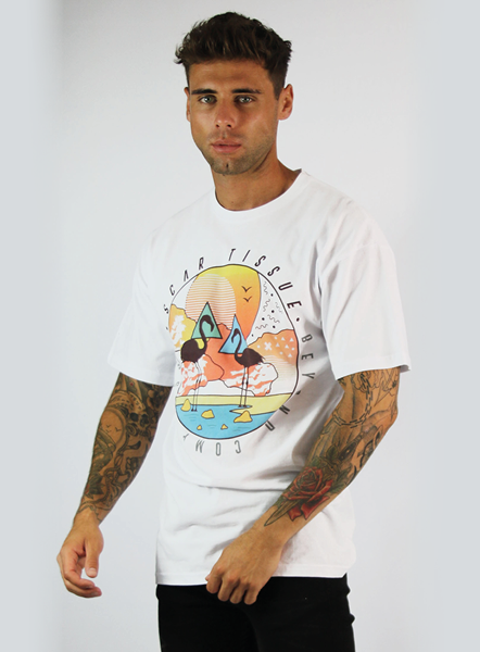 Flamingo Tee - White/Orange