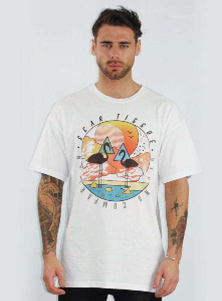 Flamingo Tee - White/Orange