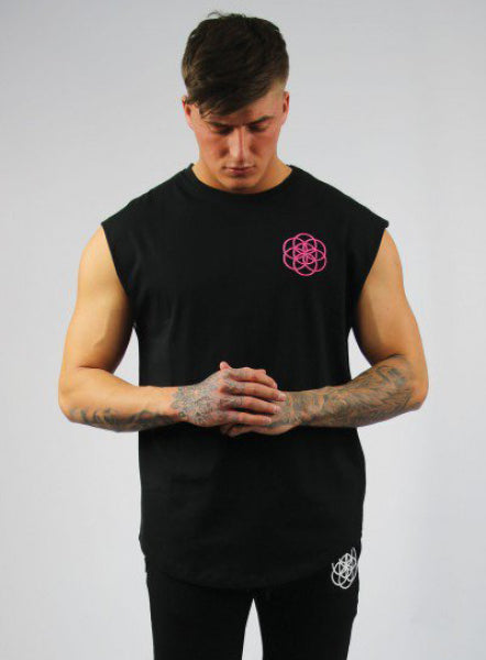 TROPICAL SLEEVELESS TEE - BLACK