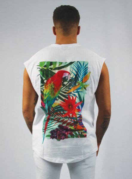 Tropical Sleeveless Tee - White