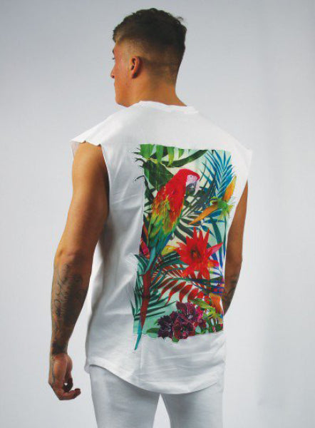 Tropical Sleeveless Tee - White