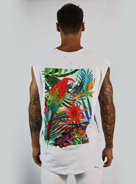 Tropical Sleeveless Tee - White